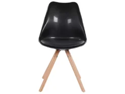 Lot De 2 Chaises Noires Brillantes Avec Pieds En Bois DAKOTA -Meilleur Meubles Magasin chaise 17172303
