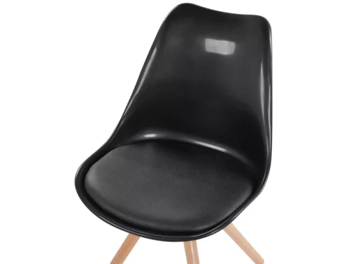 Lot De 2 Chaises Noires Brillantes Avec Pieds En Bois DAKOTA -Meilleur Meubles Magasin chaise 17172309