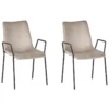Lot De 2 Chaises De Salle à Manger En Velours Beige Taupe JEFFERSON -Meilleur Meubles Magasin chaise 17172621