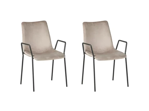 Lot De 2 Chaises De Salle à Manger En Velours Beige Taupe JEFFERSON -Meilleur Meubles Magasin chaise 17172621