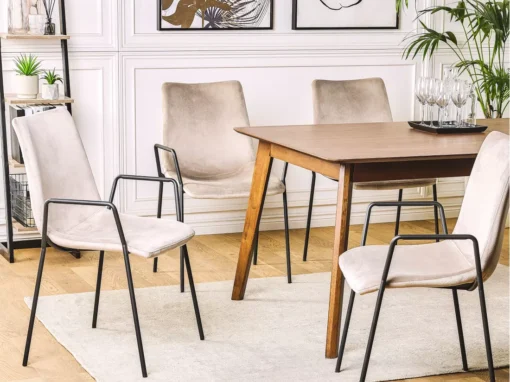 Lot De 2 Chaises De Salle à Manger En Velours Beige Taupe JEFFERSON -Meilleur Meubles Magasin chaise 17172623