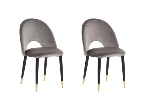 Lot De 2 Chaises En Velours Gris MAGALIA -Meilleur Meubles Magasin chaise 17172787