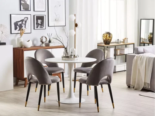 Lot De 2 Chaises En Velours Gris MAGALIA -Meilleur Meubles Magasin chaise 17172789