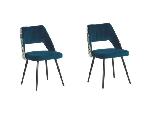 Lot De 2 Chaises De Salle à Manger En Velours Bleu ANSLEY -Meilleur Meubles Magasin chaise 17177275