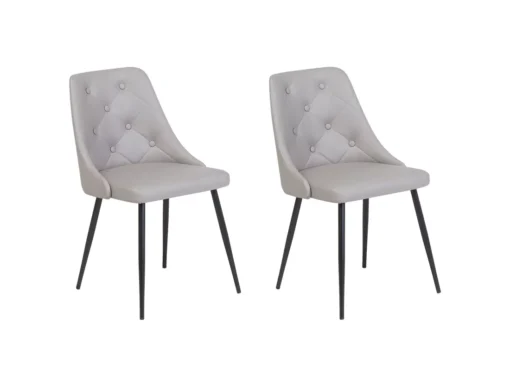 Lot De 2 Chaises En Cuir PU Gris Clair VALERIE -Meilleur Meubles Magasin chaise 17177293