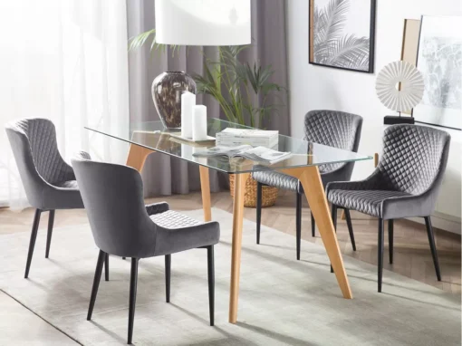 Lot De 2 Chaises En Velours Gris SOLANO -Meilleur Meubles Magasin chaise 17177745