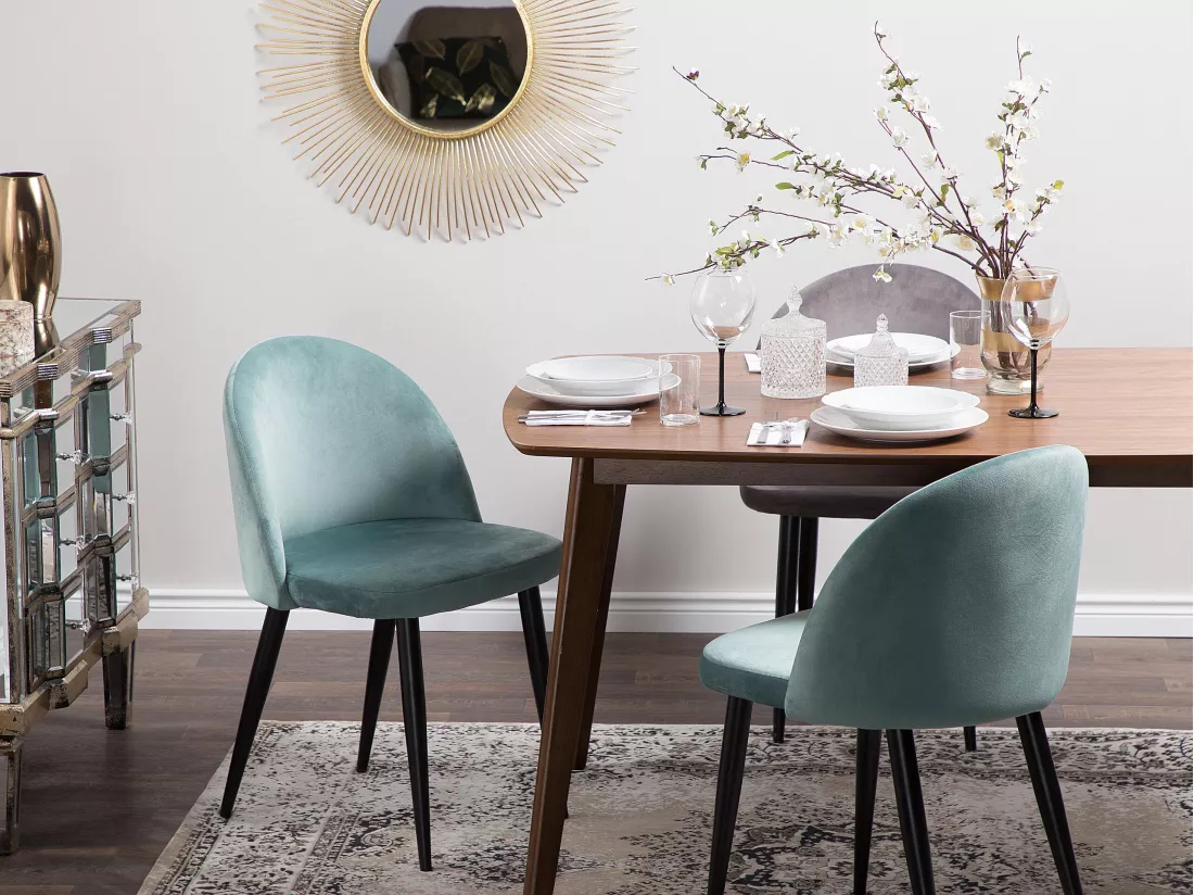 Lot De 2 Chaises En Velours Vert VISALIA 4 Lot De 2 Chaises En Velours Vert VISALIA – Image 2