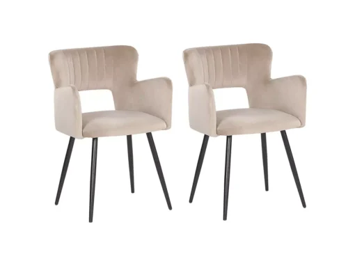 Lot De 2 Chaises De Salle à Manger En Velours Taupe SANILAC -Meilleur Meubles Magasin chaise 17476025