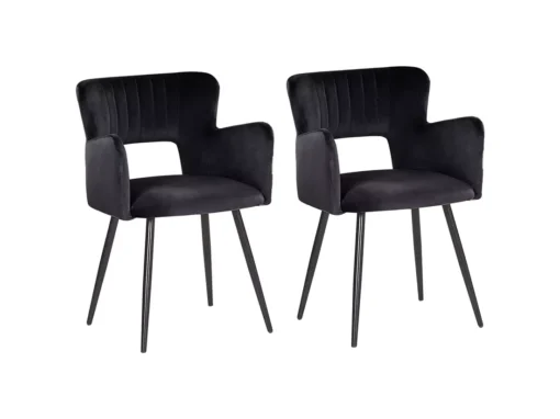 Lot De 2 Chaises De Salle à Manger En Velours Noir SANILAC -Meilleur Meubles Magasin chaise 17476197