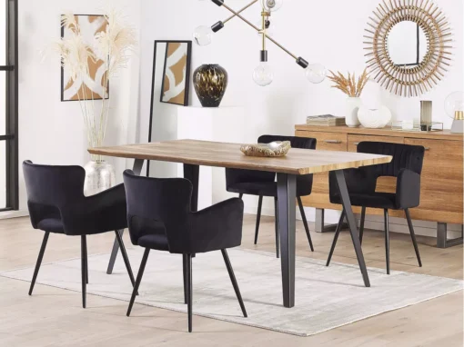 Lot De 2 Chaises De Salle à Manger En Velours Noir SANILAC -Meilleur Meubles Magasin chaise 17476199