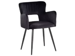 Lot De 2 Chaises De Salle à Manger En Velours Noir SANILAC -Meilleur Meubles Magasin chaise 17476205