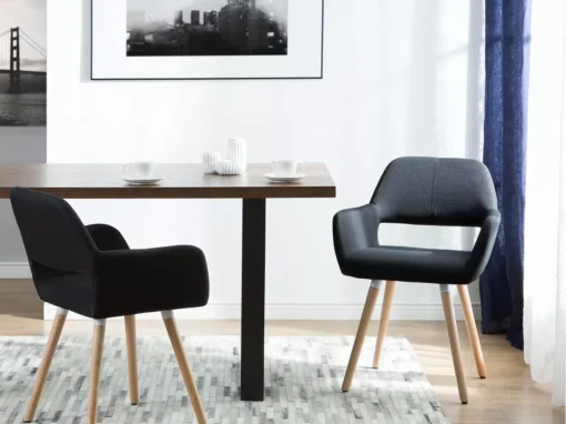 Lot De 2 Chaises En Tissu Noir CHICAGO -Meilleur Meubles Magasin chaise 18030803