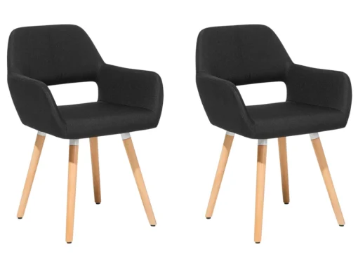Lot De 2 Chaises En Tissu Noir CHICAGO -Meilleur Meubles Magasin chaise 18030805
