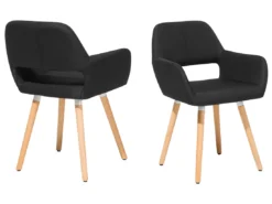 Lot De 2 Chaises En Tissu Noir CHICAGO -Meilleur Meubles Magasin chaise 18030809