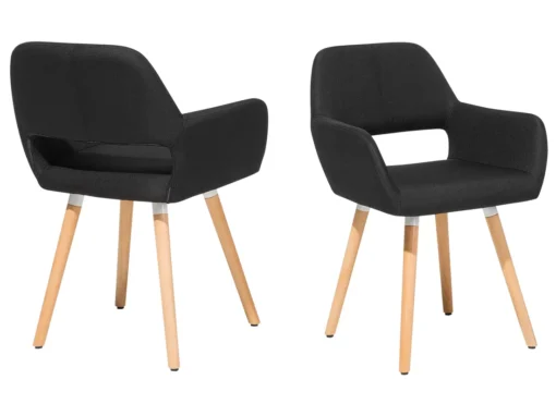 Lot De 2 Chaises En Tissu Noir CHICAGO -Meilleur Meubles Magasin chaise 18030809