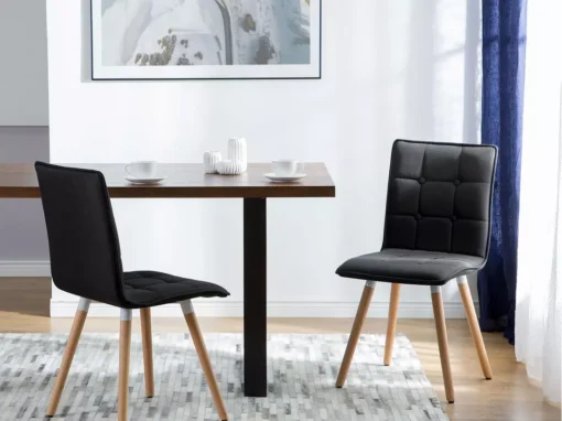 Lot De 2 Chaises En Tissu Noir BROOKLYN -Meilleur Meubles Magasin chaise 18160033