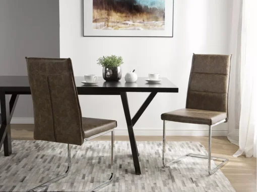 Lot De 2 Chaises En Cuir PU Marron Clair ROCKFORD -Meilleur Meubles Magasin chaise 18160647