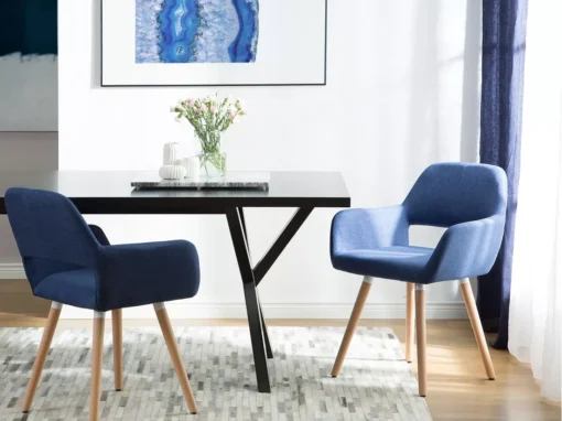 Lot De 2 Chaises En Tissu Bleu Marine CHICAGO -Meilleur Meubles Magasin chaise 18163017