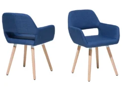 Lot De 2 Chaises En Tissu Bleu Marine CHICAGO -Meilleur Meubles Magasin chaise 18163023