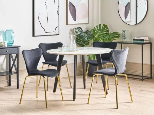 Lot De 2 Chaises De Salle à Manger En Velours Noir Et Doré BOONVILLE -Meilleur Meubles Magasin chaise 18241087