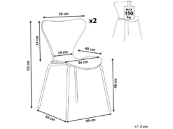 Lot De 2 Chaises De Salle à Manger En Velours Noir Et Taupe BOONVILLE -Meilleur Meubles Magasin chaise 18255787