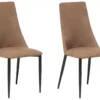 Lot De 2 Chaises De Salle à Manger En Cuir PU Marron Doré CLAYTON -Meilleur Meubles Magasin chaise 18257753