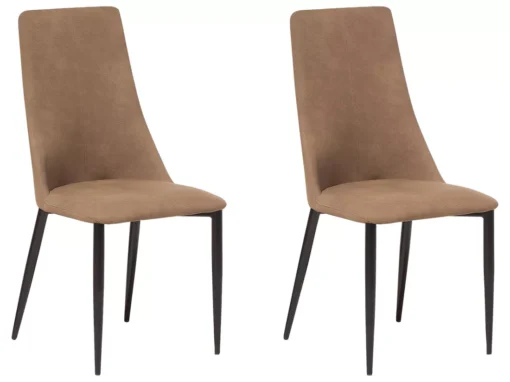 Lot De 2 Chaises De Salle à Manger En Cuir PU Marron Doré CLAYTON -Meilleur Meubles Magasin chaise 18257753