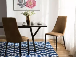 Lot De 2 Chaises De Salle à Manger En Cuir PU Marron Doré CLAYTON -Meilleur Meubles Magasin chaise 18257755