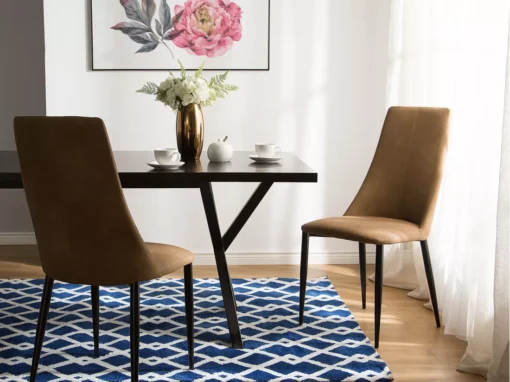 Lot De 2 Chaises De Salle à Manger En Cuir PU Marron Doré CLAYTON -Meilleur Meubles Magasin chaise 18257755