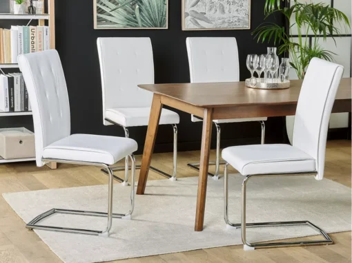 Lot De 2 Chaises De Salle à Manger En Cuir PU Blanc Cassé ROVARD -Meilleur Meubles Magasin chaise 18447209