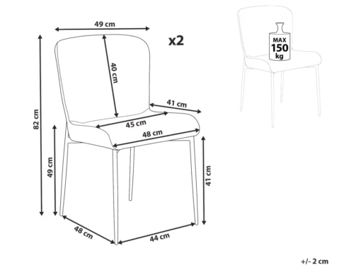 Lot De 2 Chaises De Salle à Manger En Tissu Gris ADA -Meilleur Meubles Magasin chaise 18757409