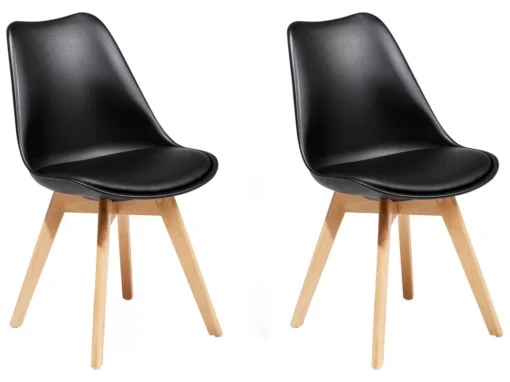 Lot De 2 Chaises Noires Avec Pieds En Bois DAKOTA II -Meilleur Meubles Magasin chaise 18757499