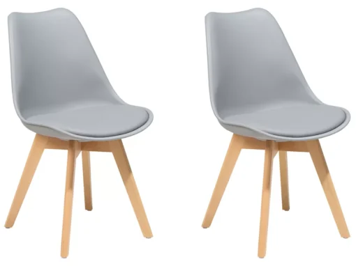Lot De 2 Chaises Grises Avec Pieds En Bois DAKOTA II -Meilleur Meubles Magasin chaise 18757631