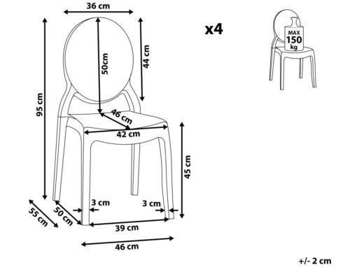 Lot De 4 Chaises Bleues Transparentes MERTON -Meilleur Meubles Magasin chaise 18759551