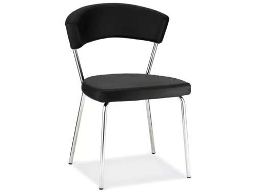 Lot De 4 Chaises Avec Dossier Preben - Simili Et Métal - Noir -Meilleur Meubles Magasin chaise 18874779