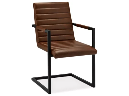 Lot De 2 Chaises Avec Accoudoirs Fanny - Simili Et Métal - Marron -Meilleur Meubles Magasin chaise 18874793
