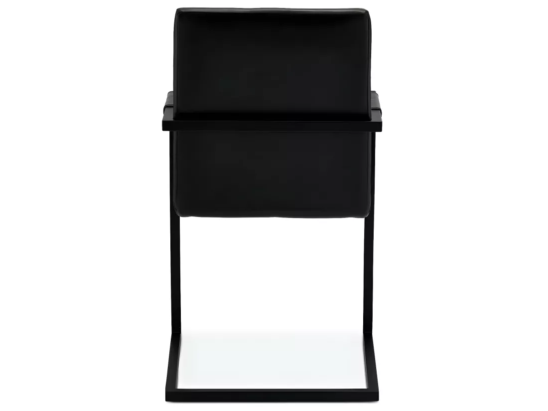 Lot De 2 Chaises Avec Accoudoirs Fanny - Simili Et Métal - Noir 5 Lot De 2 Chaises Avec Accoudoirs Fanny - Simili Et Métal - Noir – Image 3