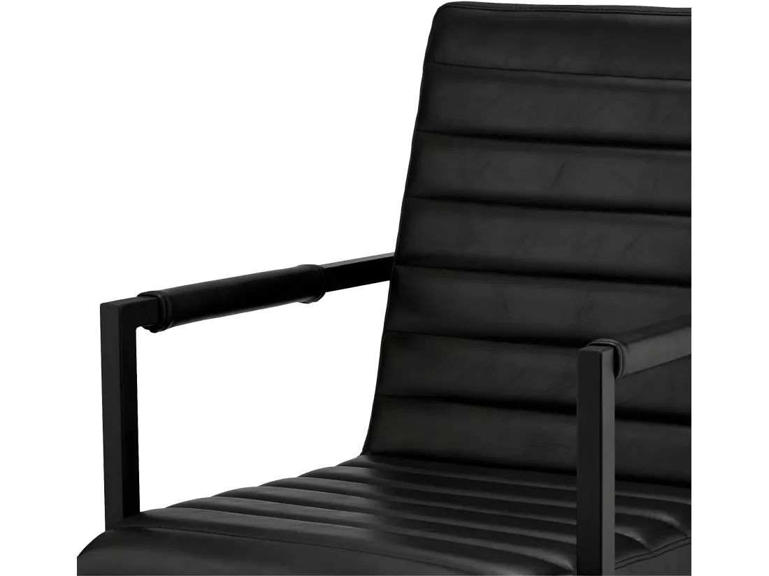 Lot De 2 Chaises Avec Accoudoirs Fanny - Simili Et Métal - Noir 6 Lot De 2 Chaises Avec Accoudoirs Fanny - Simili Et Métal - Noir – Image 4