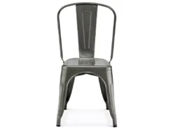 Lot De 4 Chaises Avec Dossier Et Empilable Korona - Métal - Argent -Meilleur Meubles Magasin chaise 18875253