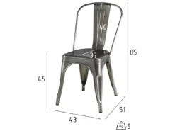 Lot De 4 Chaises Avec Dossier Et Empilable Korona - Métal - Argent -Meilleur Meubles Magasin chaise 18875259