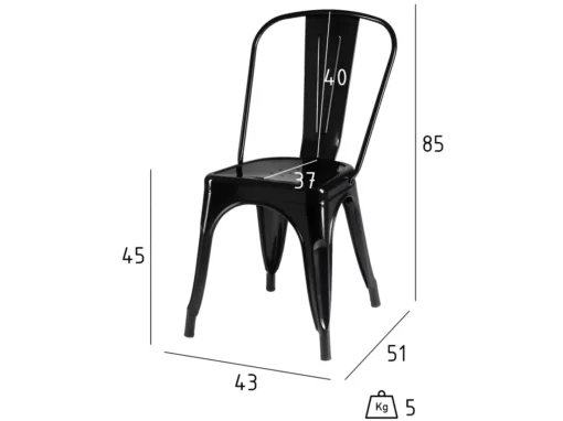 Lot De 4 Chaises Avec Dossier Et Empilable Korona - Métal - Noir -Meilleur Meubles Magasin chaise 18875271