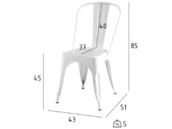Lot De 4 Chaises Avec Dossier Et Empilable Korona - Métal - Blanc -Meilleur Meubles Magasin chaise 18875285
