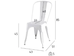 Lot De 4 Chaises Avec Dossier Et Empilable Korona - Métal - Blanc -Meilleur Meubles Magasin chaise 18875287