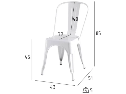 Lot De 4 Chaises Avec Dossier Et Empilable Korona - Métal - Blanc -Meilleur Meubles Magasin chaise 18875287