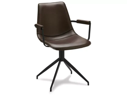 Lot De 2 Chaises Avec Accoudoirs Et Pivotant Isabel - Simili Et Métal - Marron -Meilleur Meubles Magasin chaise 18875399
