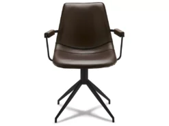 Lot De 2 Chaises Avec Accoudoirs Et Pivotant Isabel - Simili Et Métal - Marron -Meilleur Meubles Magasin chaise 18875401