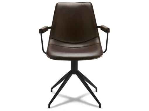 Lot De 2 Chaises Avec Accoudoirs Et Pivotant Isabel - Simili Et Métal - Marron -Meilleur Meubles Magasin chaise 18875401