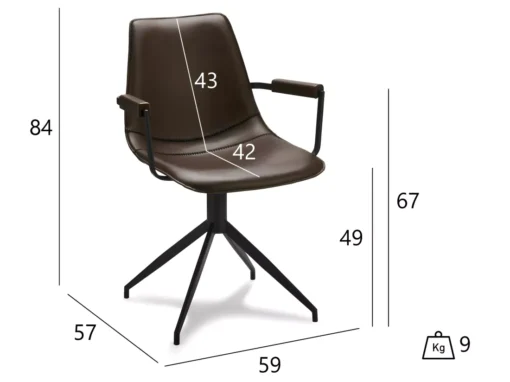 Lot De 2 Chaises Avec Accoudoirs Et Pivotant Isabel - Simili Et Métal - Marron -Meilleur Meubles Magasin chaise 18875411