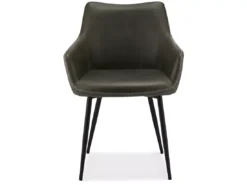 Lot De 2 Chaises Avec Accoudoirs Maria - Simili Et Métal - Gris -Meilleur Meubles Magasin chaise 18875429