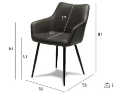 Lot De 2 Chaises Avec Accoudoirs Maria - Simili Et Métal - Gris -Meilleur Meubles Magasin chaise 18875435